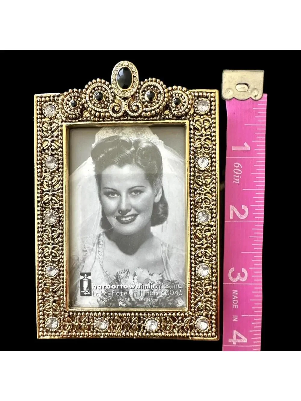 Harbor Town Industries Vintage Ornate Gold Tone Jeweled Picture Frame